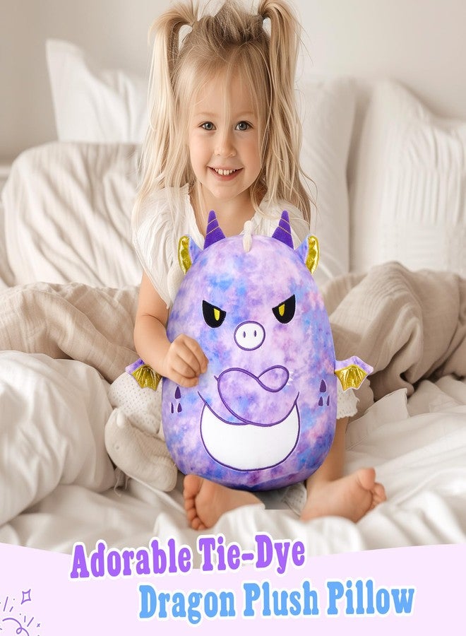 Glow Guards Original 12" Purple Tie-Dye Dragon Plush Pillow - Cute Stuffed Animal Soft Toy Dinosaur - Birthday Gift for Boys Girls Kids, The Angry Dragon - Image 4
